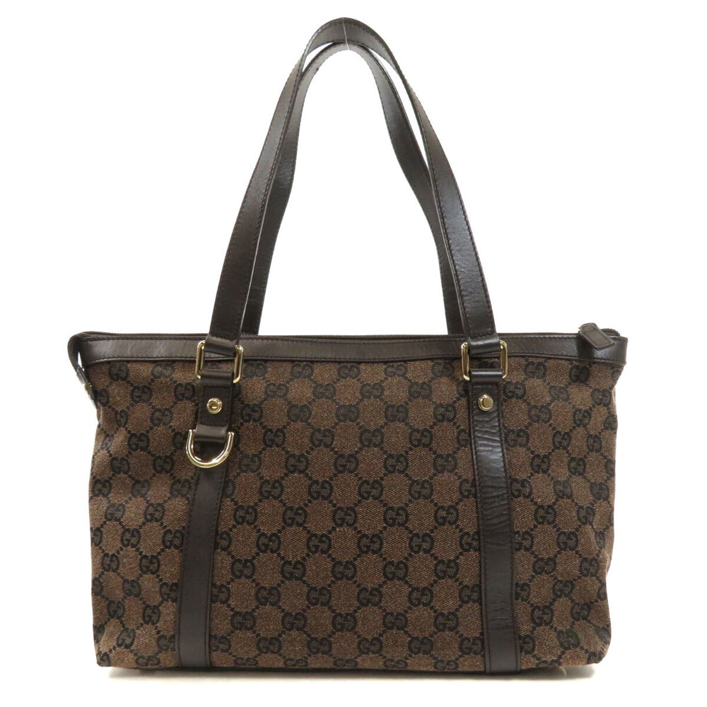 Gucci canvas GG bag leather brown tote Abbey